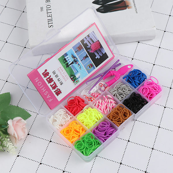 600 st loom bands flicka present elastiskt band för gör-det-själv-vävning