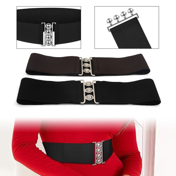 5 cm brett elastiskt bälte Stretchigt bälte brett midja Vintage Stretch Black