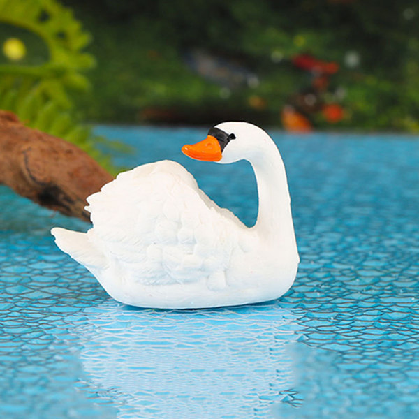 Mini White Swan Decoration Goose Figurine Dollhouse Micro Lands A4