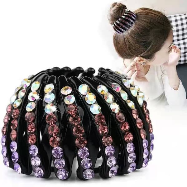 Kvinder Rhinestone Claw High Hestehale Clip Fast Spænde Klo Clip Multicolor