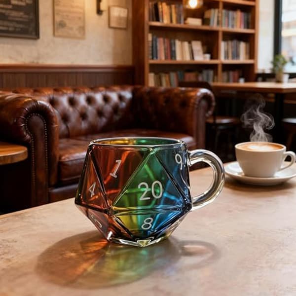 Regnbue D20 Terning Krus Polyedrisk Terning Kaffekopp Med Håndtak Gam