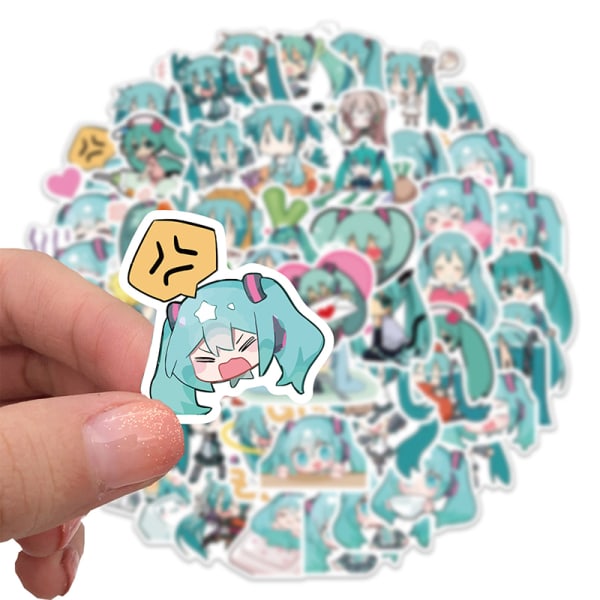 65st Tecknad Hatsune Miku Graffiti Stickers Gitarr resväska La
