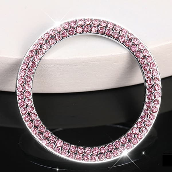 Bilmotor Start Stoppknapp Deksel Dobbelt Rhinestone Sticker Pr White