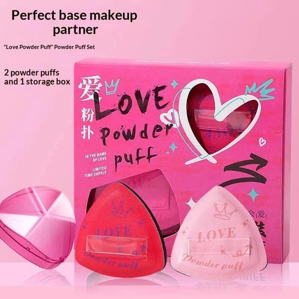 3 st rosa hjärtformade puderpuffar utan puderabsorption onesize