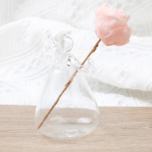 1 st ängelformad transparent glasblomvas hängande vas Ga
