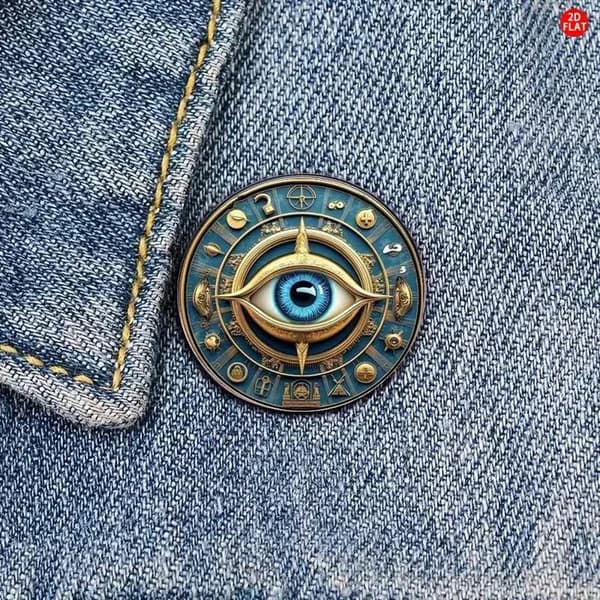 Retro All Sight Devil's Eye Runde Brosjer Menn Kvinner Frakk Smykke 1pc