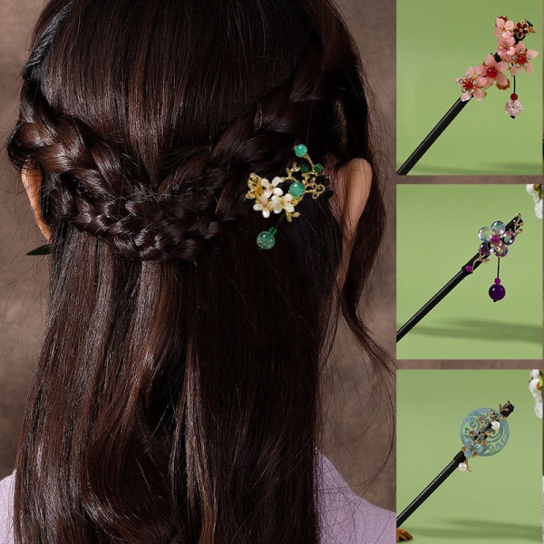 Blomma Hår gafflar Långa tofsar sticks Hårnålar Clips Hair Stick A8