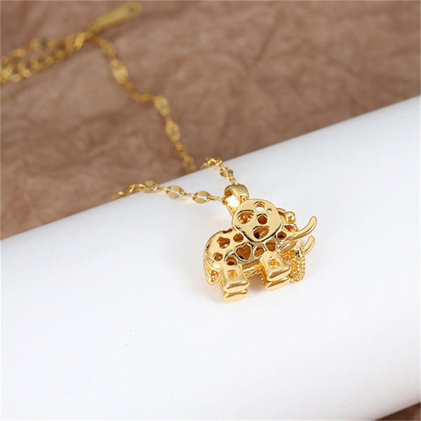 Kvinders luksus Cubic Zirconia Elephant Pendant halskæde Stainle