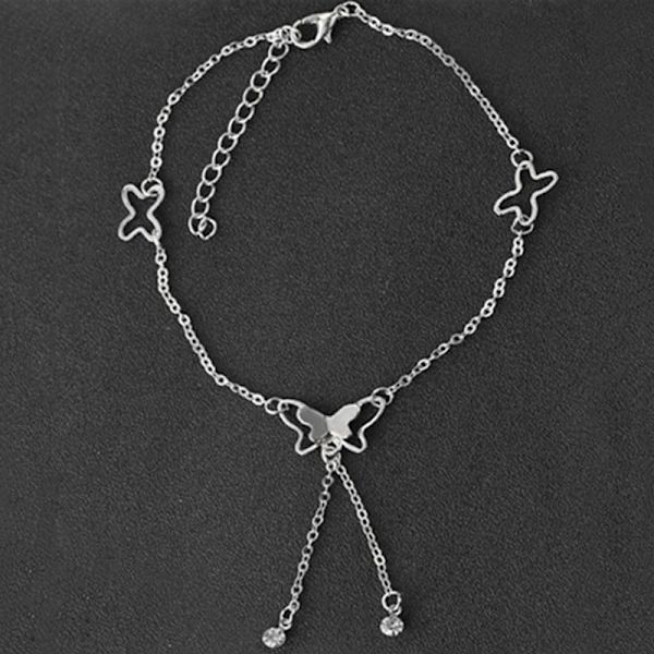 Simplicity Butterfly Ankles Mode Justerbar Ankel Armbånd Silver
