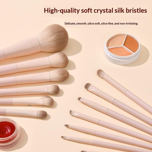 Makeupbørstesæt med bløde, behagelige børster, lyserød makeupbørste D