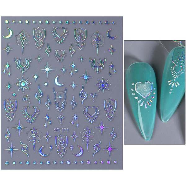 Boho Vintage Bronzing Moon Sun Totem Nail Art Stickers Manikyr A4