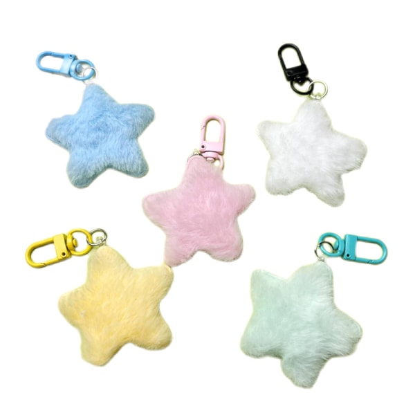 Candy Color Plush Star nøkkelring Myk utstoppede stjerner nøkkelring tilbake White