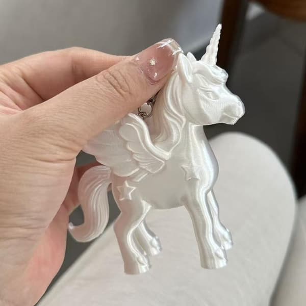 Mode Rosa Pegasus Nyckelring 3D-printad Väskberlock Hjärtlås A2