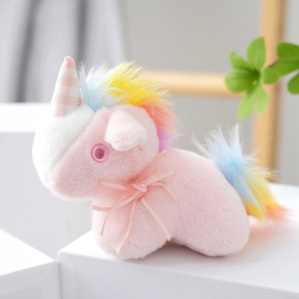 Rainbow Pony Nyckelring Färgglad Pony Plysch Leksaker Docka Nyckelring Pe Light pink