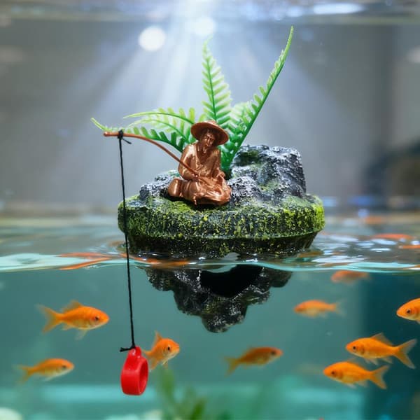 Mini Akvarium Kunstig Landskabsudsmykning Flydende Ø Fis A2