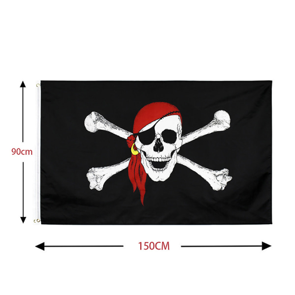 Big Skull Piratflagga Röd Bandana Bones Double Skull DIY Decor B 90x150cm