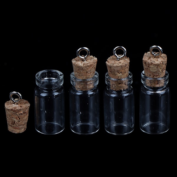 10 st Mini Glasflaskor Små Vials Kork Glasburkar Multi Användning