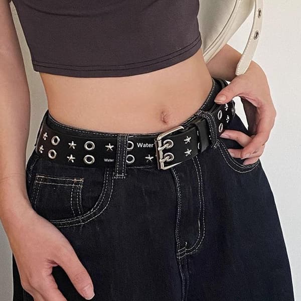 Kvinders Nittebælte Mode Casual Punk Stil Pu Læder Taljebælte A5