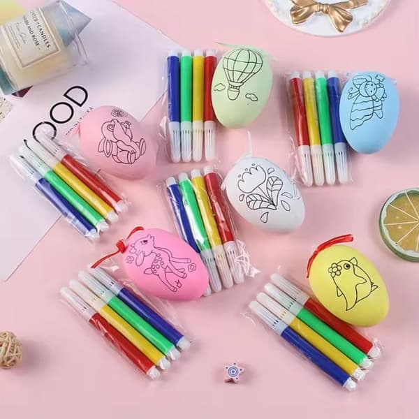 Påskägg DIY Handmålade Ägg Ägg- och Pennkombinationsset E 5SET