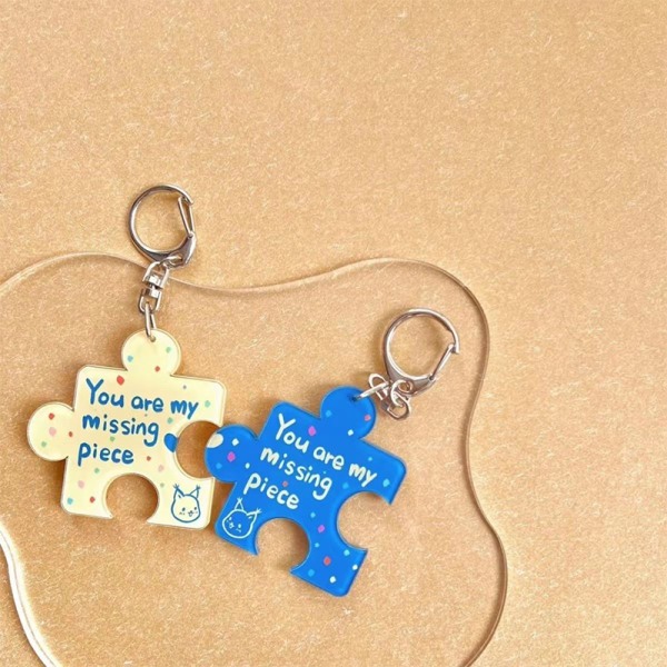 You Are My Missing Piece Alphabet Pendant Puzzle Keychain Key R Purple