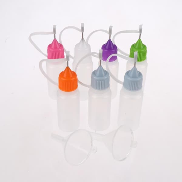 1 set genomskinliga plastflaskor med spets och lock för hantverkslim 10ml 4Pcs Bottles