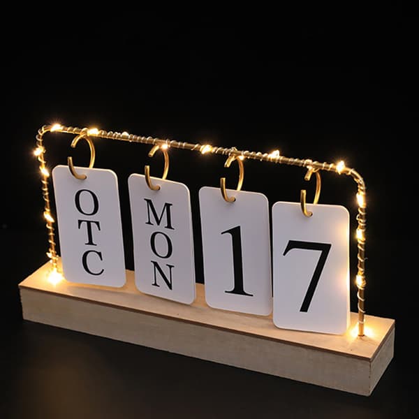 Vendekalender med lys til skrivebord Træ Evighedskalender A2