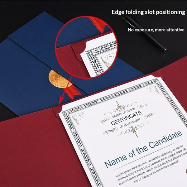 Eksamens A4 Pris Certifikat Holder Tre-fold Side Papir En Blue