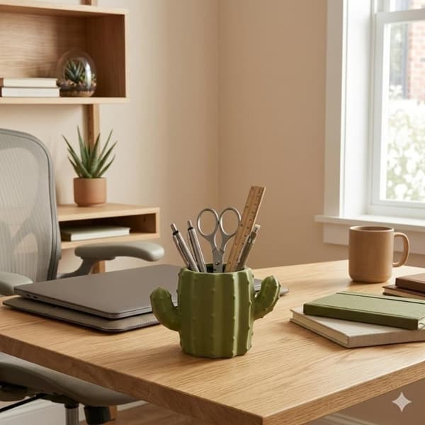 Kreativ Multifunksjonell Mote Kaktus Pennholder For Studenter Green