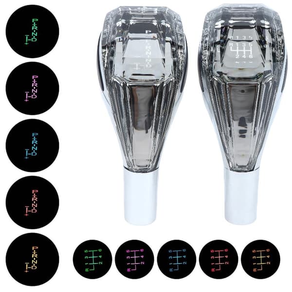 1 sett krystall flerfarget LED-lys bil girskifterknapp modifisert Gray PRND Automatic