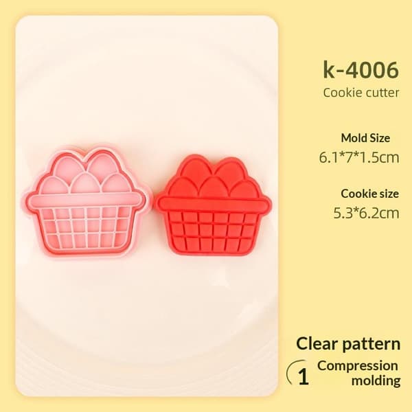 1/4 st påskkexform i plast, kaninäggkakstämpel 4Pcs
