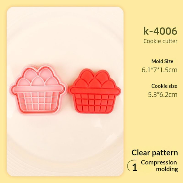 1/4 stk påske kjeksform plast kanin egg cookie kutter stempel 4Pcs