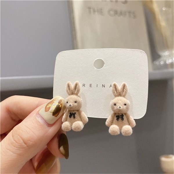 e Flocking Plysj Bear Stud øredobber Jente Kawaii dyr øredobber A