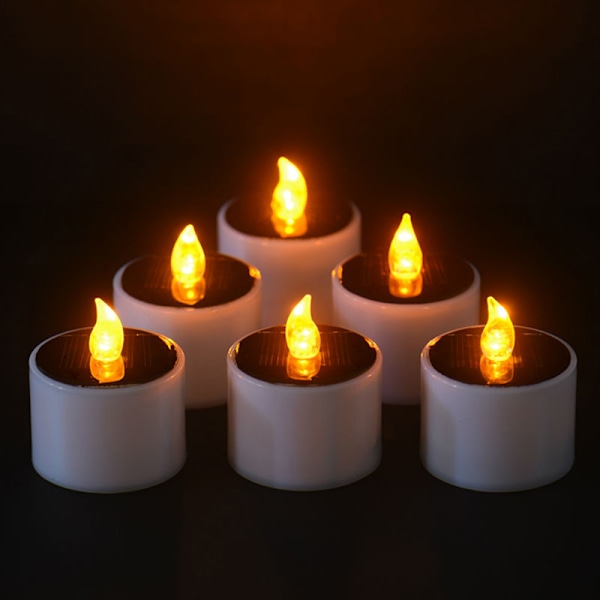 Gule solenergi LED-stearinlys Flammefri elektronisk solenergi LED T