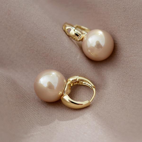 1 Par Simple Pearl Studs Hoop Øreringe til Kvinder Fashion Earri B