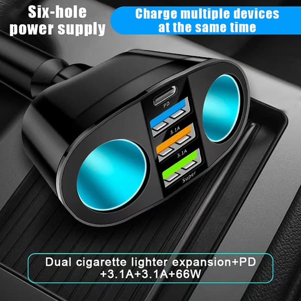 66W QC3.0 Billader 12V/24V Dobbel USB Strømadapter Hurtiglading A2