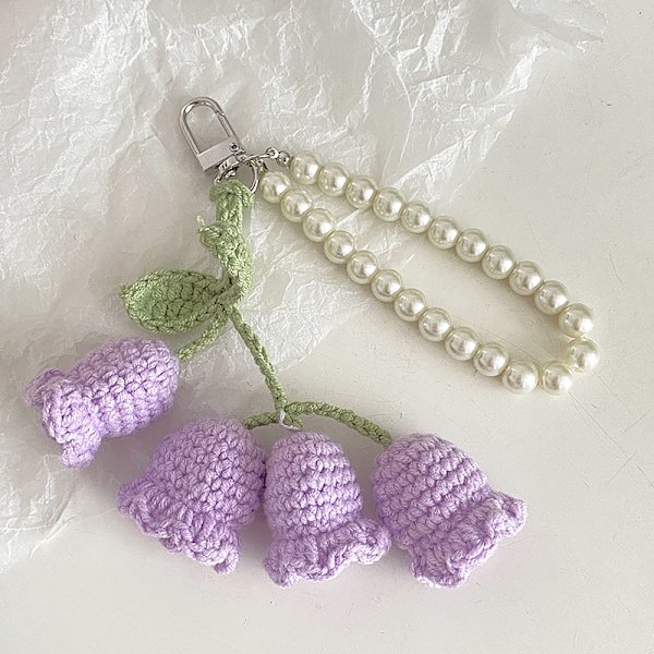 1 Stk Flower Knitted Keychain Nøkkelring Dame Heklet Ullblomst Purple