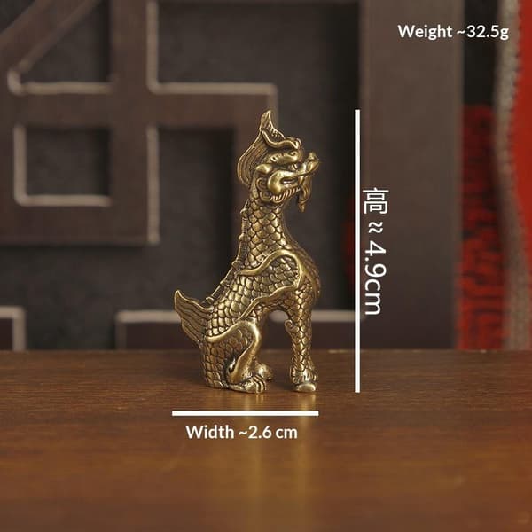 Messing Lille Statue Skrivebordsornament Mytiske Dyrefigurer D A10