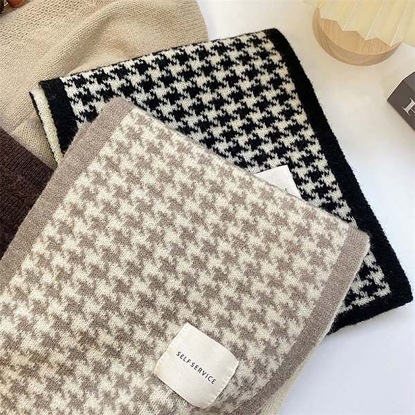 Kvinnors Thousand Bird Checker Stickad Scarf för höst och vint A2