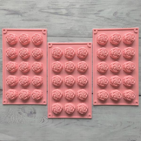 15-hulls roseform silikon sjokolade- og godteriform DIY dessert P Blue