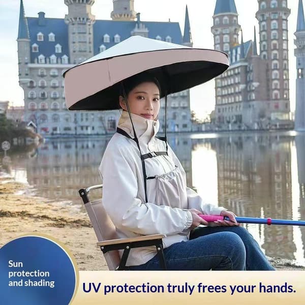 Håndfri solhatt UV-beskyttelse sammenleggbar paraplyhatt Blue