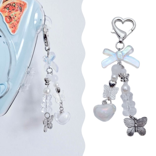 Butterfly Knot Love Heart String Beads Matkapuhelinketjun avaimenperä