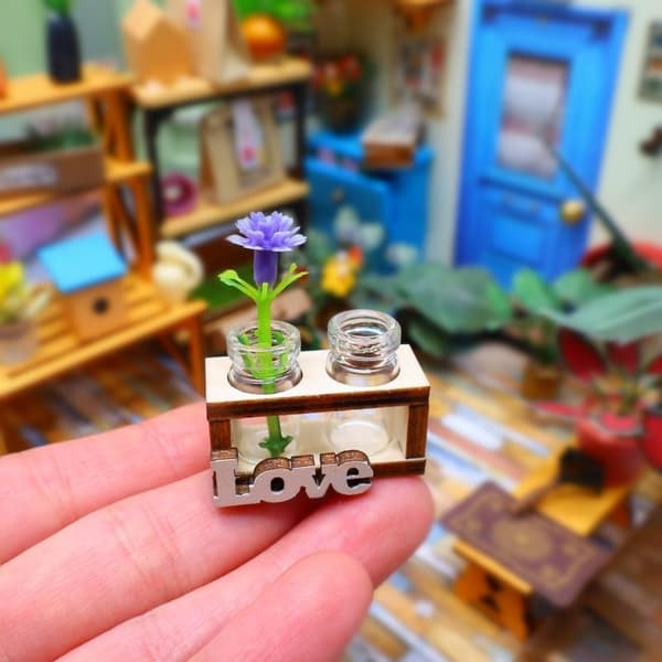 1 st 1:12 Dockhus Miniatyr Hydroponisk Trä Blomsterarrangemang A1
