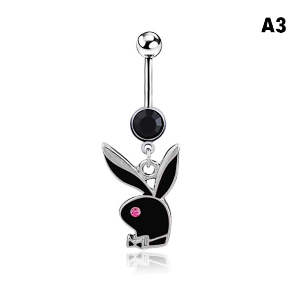 1 PC Bunny Dangle Belly Ring kivetty CZ Gems kirurginen teräs A3