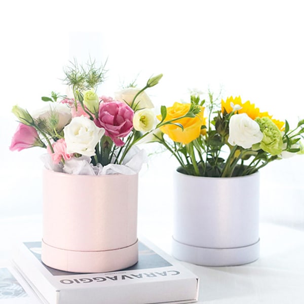 Blomsteræske 12cm Rund Pap Gaveæsker Bryllupsfest Rose F White