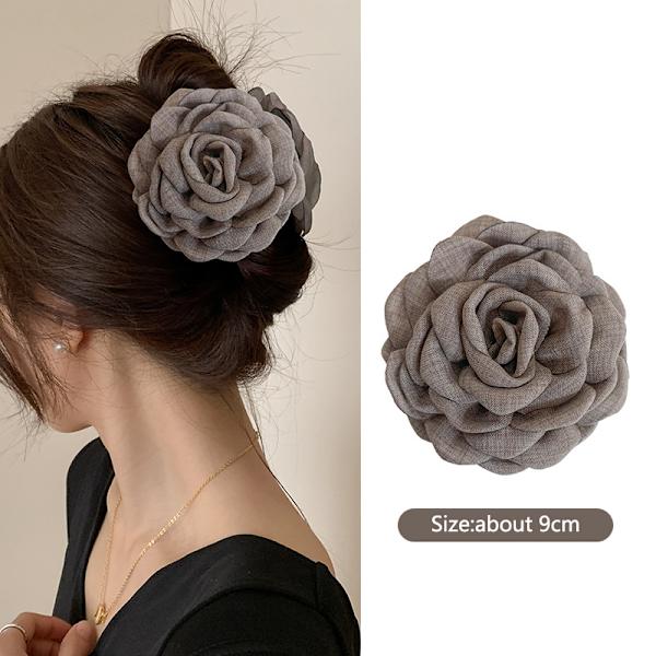 French Rose Hair Claw Clips Dame Søt Hårklemme Hårnålshår Light coffee