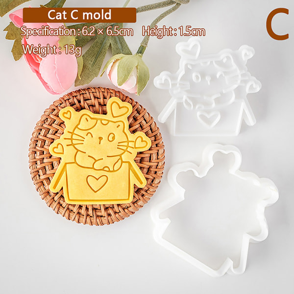 Valentinsdag Mini Cat Cookie Mold DIY Love Fondant kjeks A