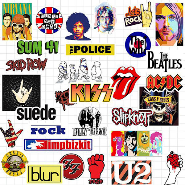 50 st Rock Band Sticker Graffiti Gitarr Laptop Skateboard Lugga