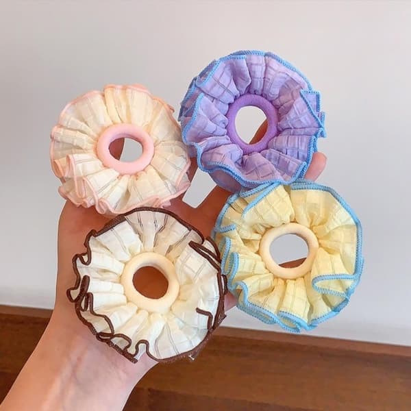 Gingham Plaid Hår Scrunchies Til Små Piger D