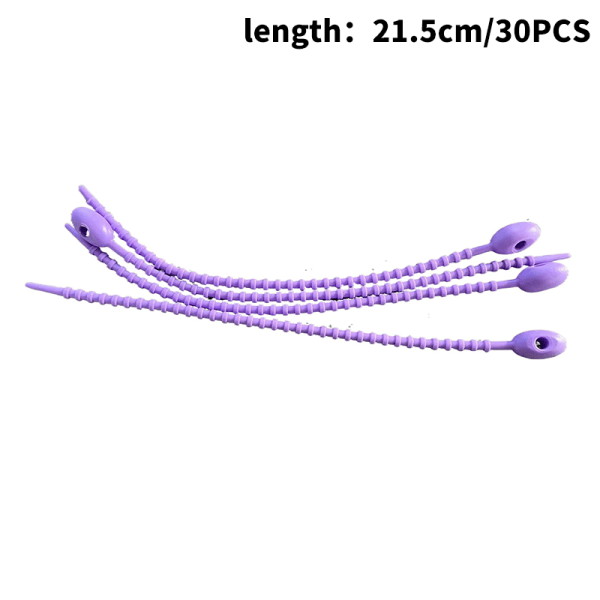 30 STK Silikone Genanvendelig Kabel Wire Organizer Winder Opbevaring Hol purple 21.5CM