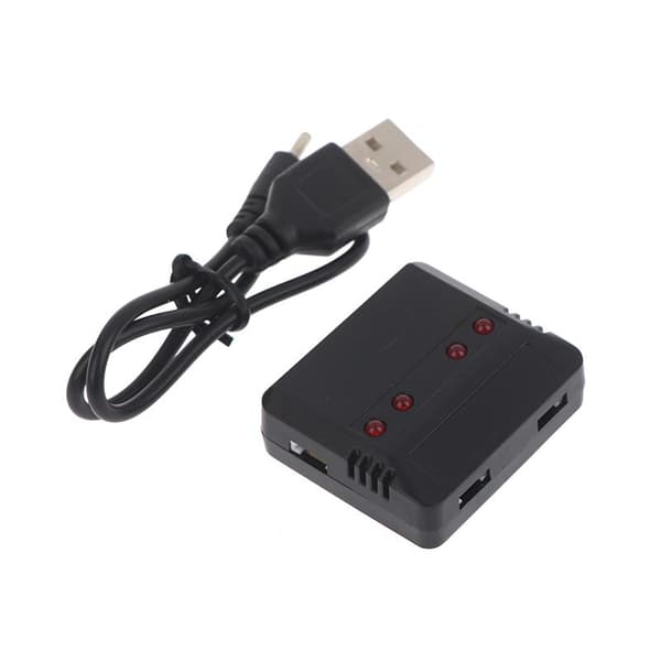 3.7V Lipo 4-i-1 USB-oplader til RC-båd, bil, drone, helikopter P Black
